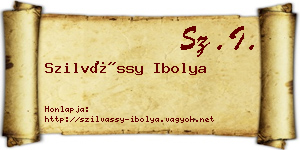 Szilvássy Ibolya névjegykártya